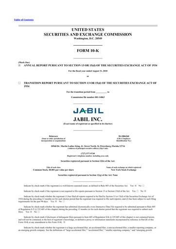 Thumbnail Jabil 10-K Annual Report 2018