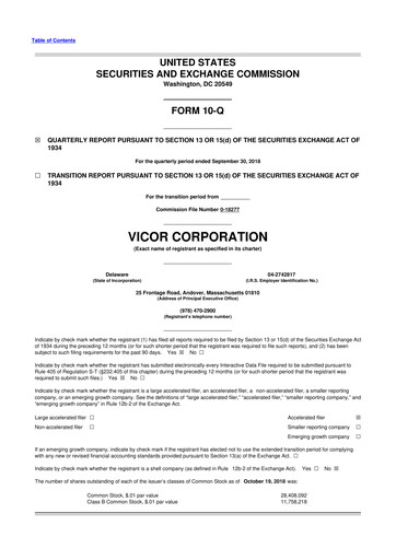 Thumbnail Vicor
 10-Q Quarterly Report FY2018 
