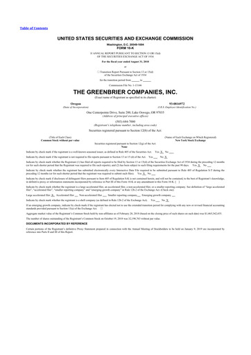 Thumbnail The Greenbrier Companies
 10-K Annual Report 2018