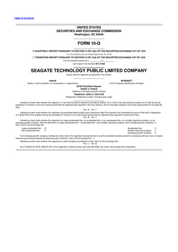 Thumbnail Seagate Technology 10-Q Quarterly Report FY2019 