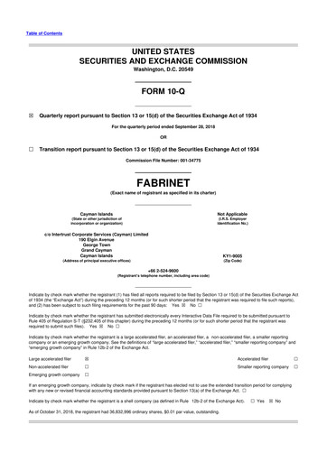 Thumbnail Fabrinet
 10-Q Quarterly Report FY2019 