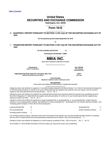 Thumbnail MBIA 10-Q Quarterly Report FY2018 