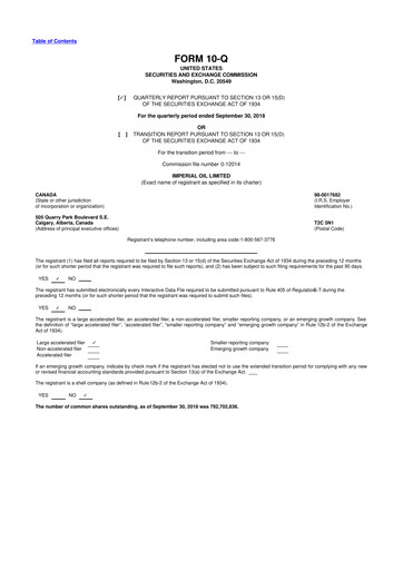 Vorschaubild Imperial Oil
 10-Q Quartalsbericht 2018 