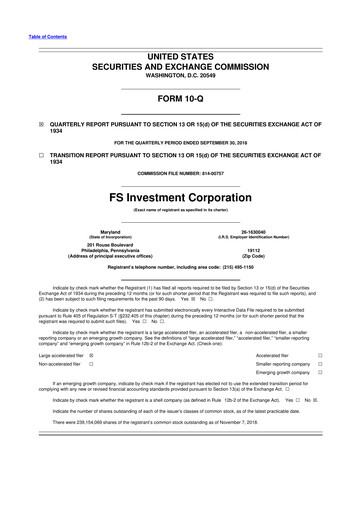 Thumbnail FS KKR Capital
 10-Q Quarterly Report FY 
