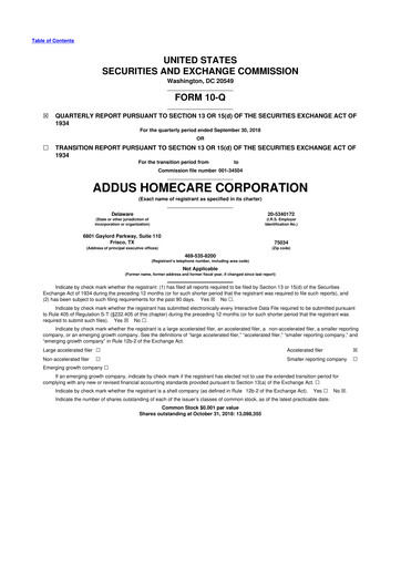 Thumbnail 
Addus HomeCare 10-Q Quarterly Report FY2018 
