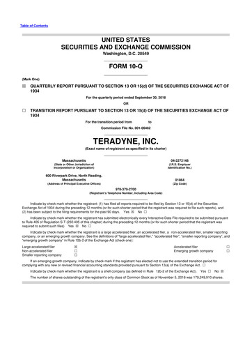 Thumbnail Teradyne 10-Q Quarterly Report FY2018 