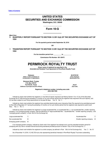 Thumbnail PermRock Royalty Trust 10-Q Quarterly Report FY 