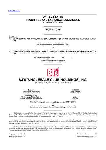 Thumbnail BJ's Wholesale Club 10-Q Quarterly Report FY2018 