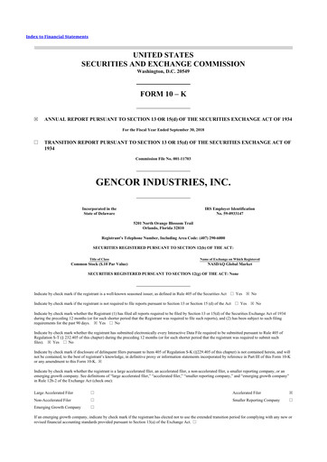 Thumbnail Gencor Industries
 10-K Annual Report 2018