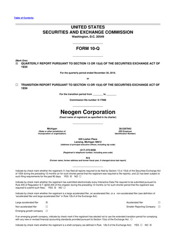 Thumbnail Neogen 10-Q Quarterly Report FY2019 