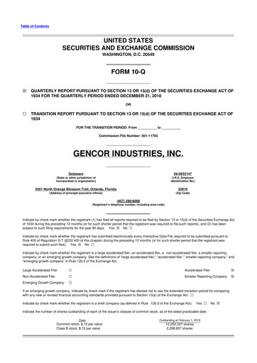 Thumbnail Gencor Industries
 10-Q Quarterly Report FY2019 