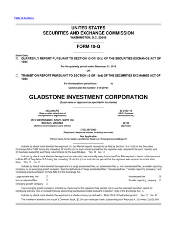 Thumbnail Gladstone Investment 10-Q Quarterly Report FY 