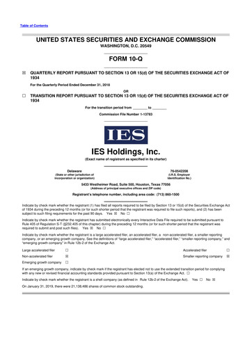 Thumbnail IES Holdings 10-Q Quarterly Report FY2019 
