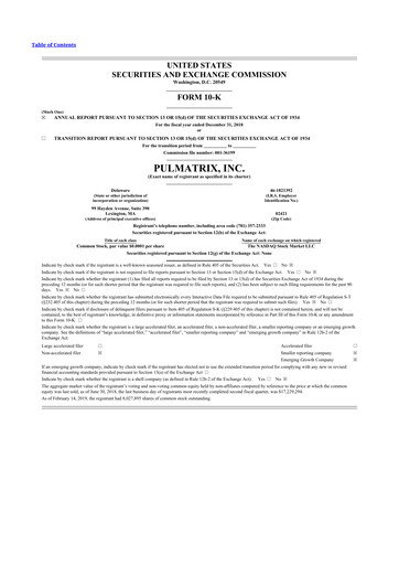 Vorschaubild Pulmatrix 10-K Jahresbericht 2018