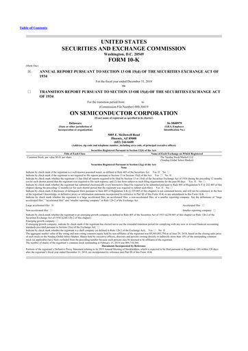 Thumbnail ON Semiconductor 10-K Annual Report 2018