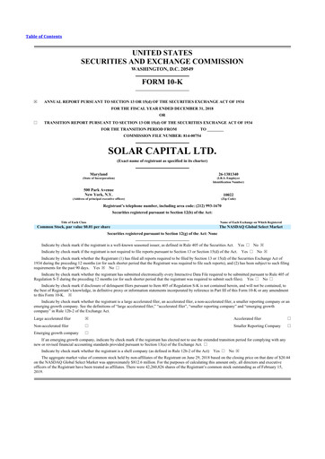 Thumbnail SLR Investment 10-K Annual Report 