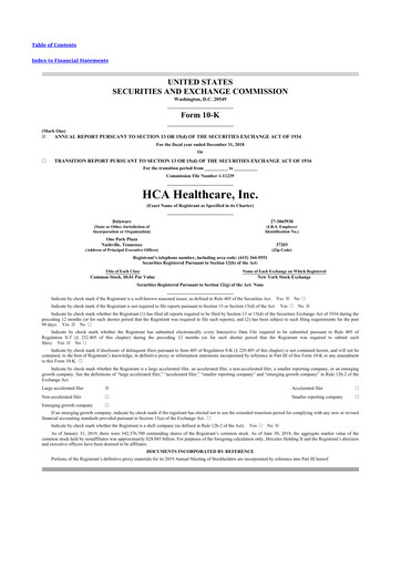 Thumbnail HCA Healthcare 10-K Annual Report 2018