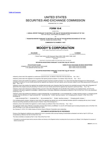 Thumbnail Moody's 10-K Annual Report 2018