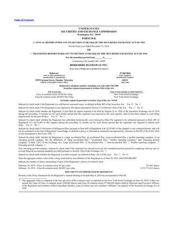 Thumbnail Berkshire Hathaway  10-K Annual Report 2018