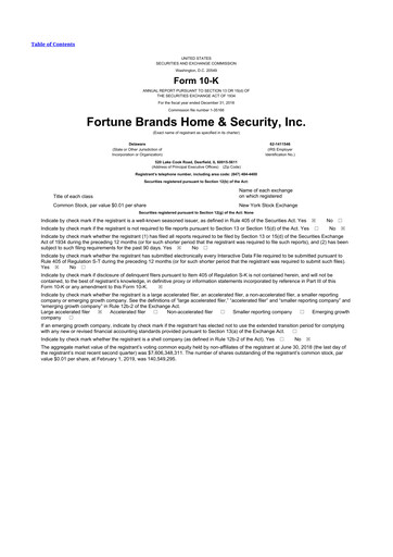 Thumbnail Fortune Brands Innovations 10-K Annual Report 2018