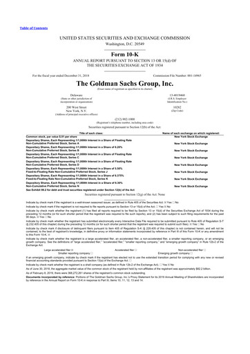 Thumbnail Goldman Sachs 10-K Annual Report 2018