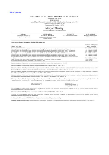 Thumbnail Morgan Stanley 10-K Annual Report 2018