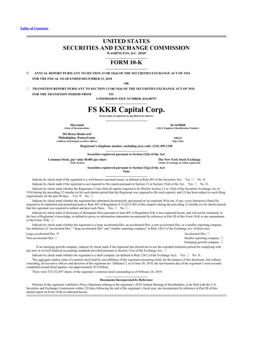 Thumbnail FS KKR Capital
 10-K Annual Report 
