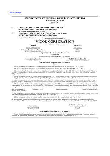 Thumbnail Vicor
 10-K Annual Report 2018