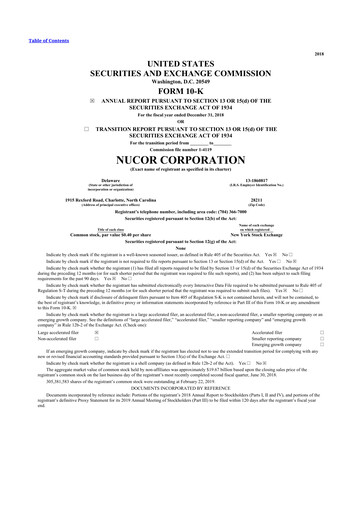 Thumbnail Nucor
 10-K Annual Report 2018