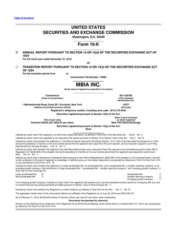 Thumbnail MBIA 10-K Annual Report 2018