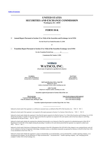 Thumbnail Watsco
 10-K Annual Report 2018