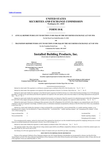 Thumbnail Installed Building Products 10-K Annual Report 2018