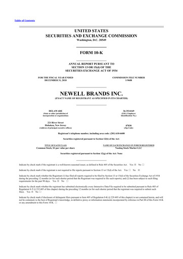 Thumbnail Newell Brands
 10-K Annual Report 2018