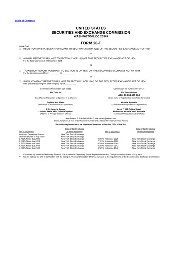 Thumbnail Rio Tinto 20-F Annual Report 2018