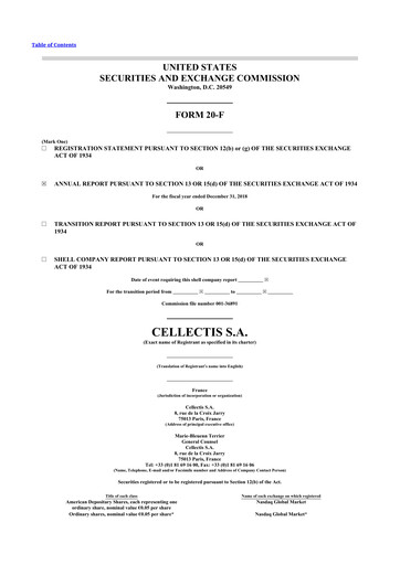 Vorschaubild Cellectis 20-F Jahresbericht 2018