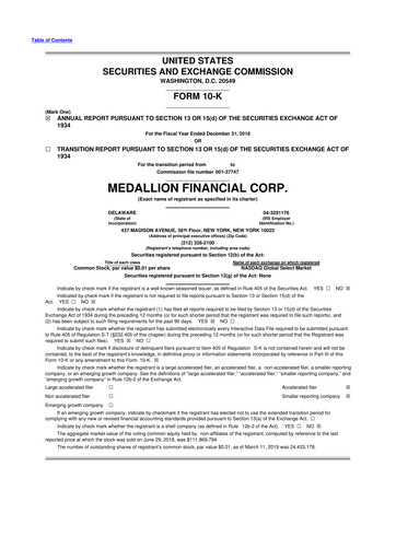 Thumbnail Medallion Financial Corp. 10-K Annual Report 2018
