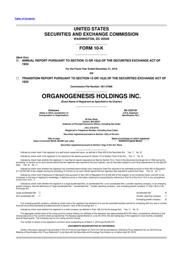 Thumbnail Organogenesis 10-K Annual Report 2018