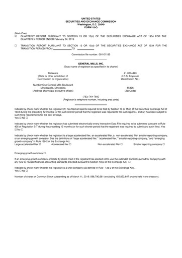 Thumbnail General Mills 10-Q Quarterly Report FY2019 