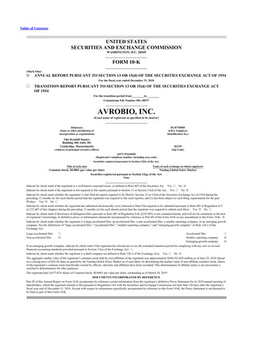 Thumbnail Tectonic Therapeutic 10-K Annual Report 2018