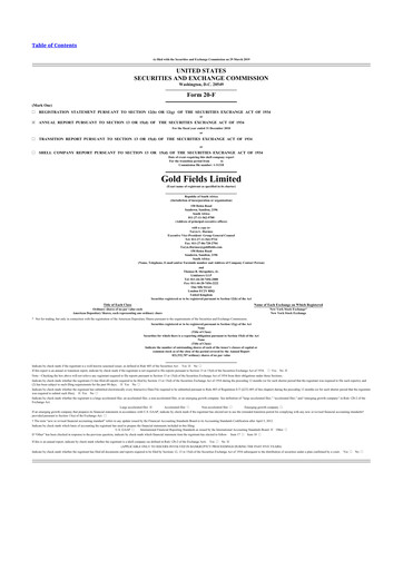 Thumbnail Gold Fields
 20-F Annual Report 2018