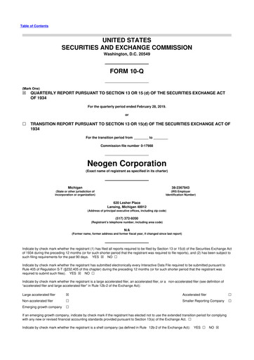 Thumbnail Neogen 10-Q Quarterly Report FY2019 