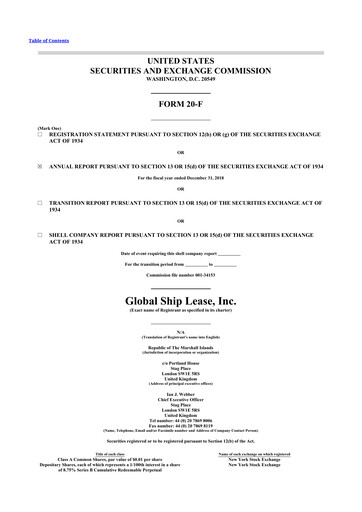 Thumbnail Global Ship Lease 20-F Annual Report 2018