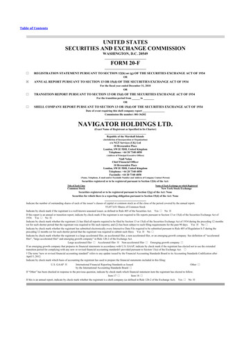 Thumbnail Navigator Holdings 20-F Annual Report 2018