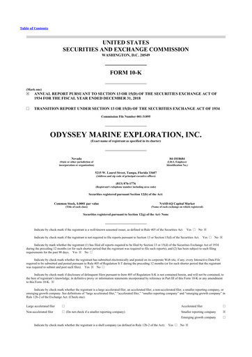 Thumbnail Odyssey Marine Exploration 10-K Annual Report 2018