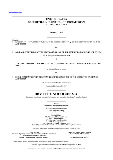 Thumbnail DBV Technologies 20-F Annual Report 2018