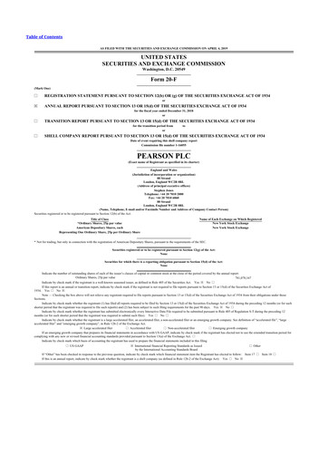 Thumbnail Pearson 20-F Annual Report 2018