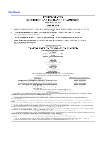 Thumbnail Tsakos Energy Navigation 20-F Annual Report 2018