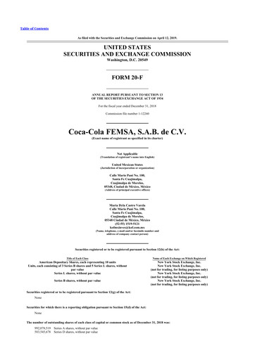 Thumbnail Coca-Cola FEMSA 20-F Annual Report 2018