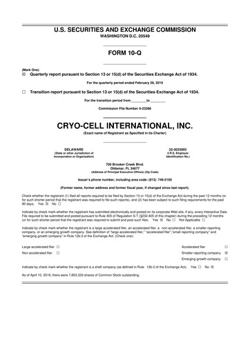 Thumbnail Cryo-Cell International 10-Q Quarterly Report FY2019 