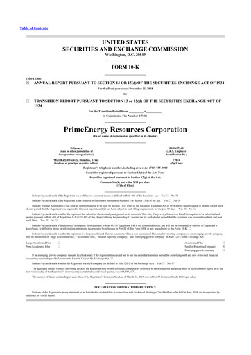 Thumbnail PrimeEnergy Resources 10-K Annual Report 2018